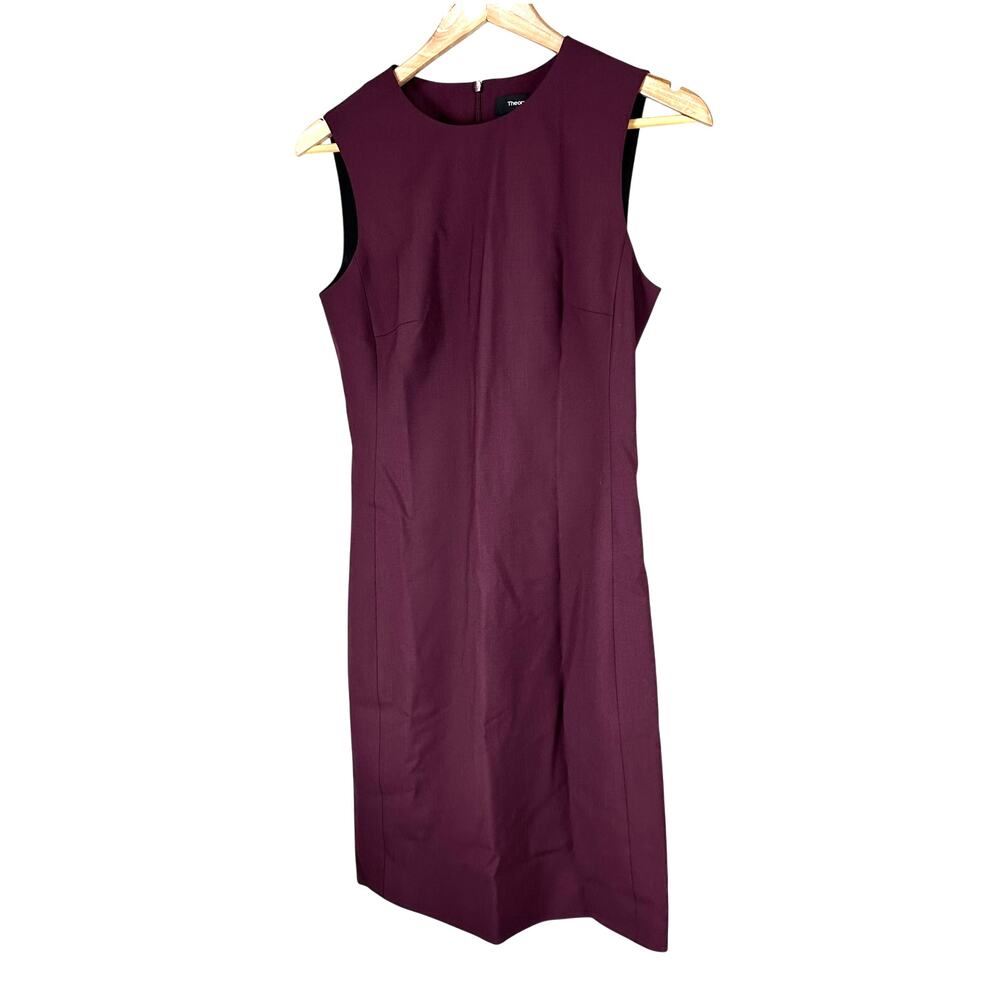 Theory Sleeveless Fitted Dress Tracable Wool Mulberry Women's Sz 2 New With Tag
